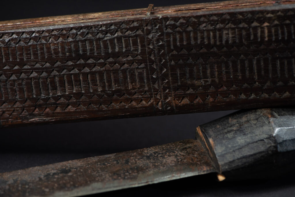 This sword is known as Pararowai, originates from the Yami tribe of Orchid Island Intricately carved with traditional Yami tribal motifs.