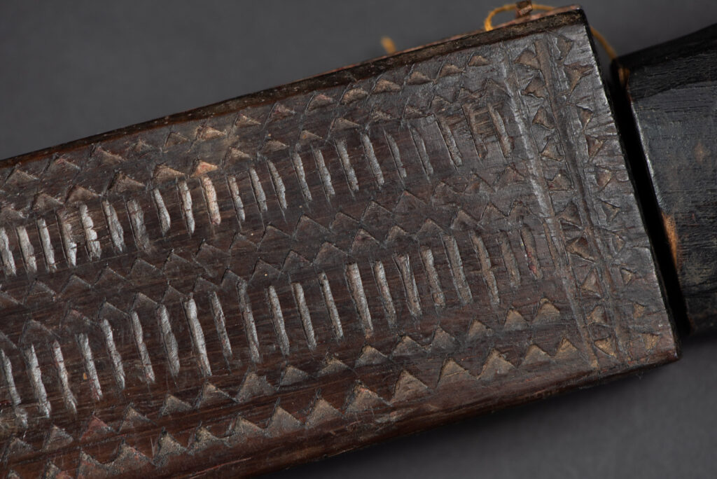 This sword is known as Pararowai, originates from the Yami tribe of Orchid Island Intricately carved with traditional Yami tribal motifs.