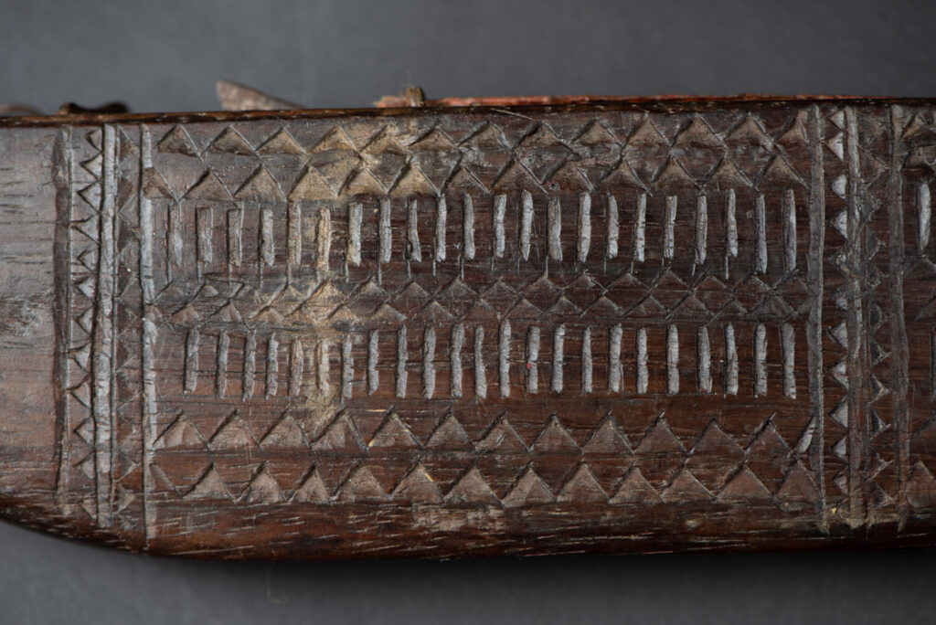 This sword is known as Pararowai, originates from the Yami tribe of Orchid Island Intricately carved with traditional Yami tribal motifs.