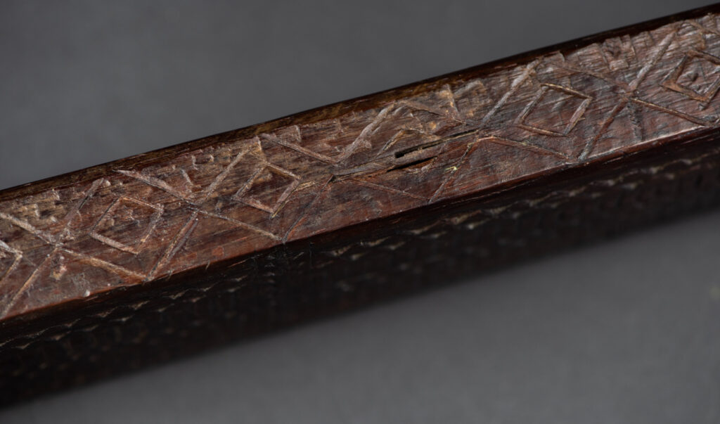 This sword is known as Pararowai, originates from the Yami tribe of Orchid Island Intricately carved with traditional Yami tribal motifs.