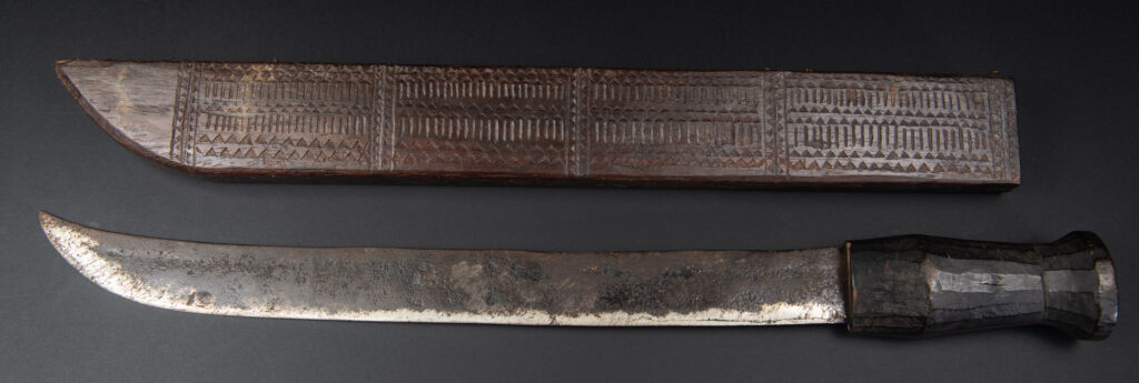 This sword is known as Pararowai, originates from the Yami tribe of Orchid Island Intricately carved with traditional Yami tribal motifs.