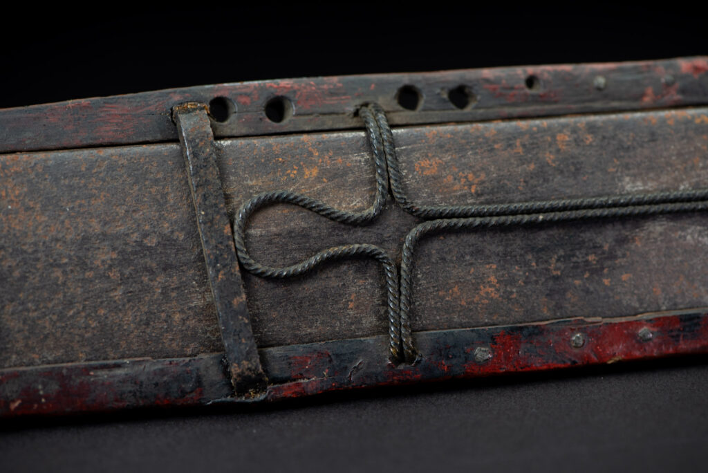 Exceptional and rare Taiwan ceremonial sword. Probably early 19th century. Paint with red pigments.