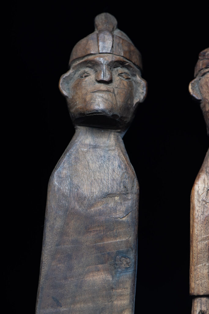 Pair of Paiwan tribe spoon carved with paiwan figures.