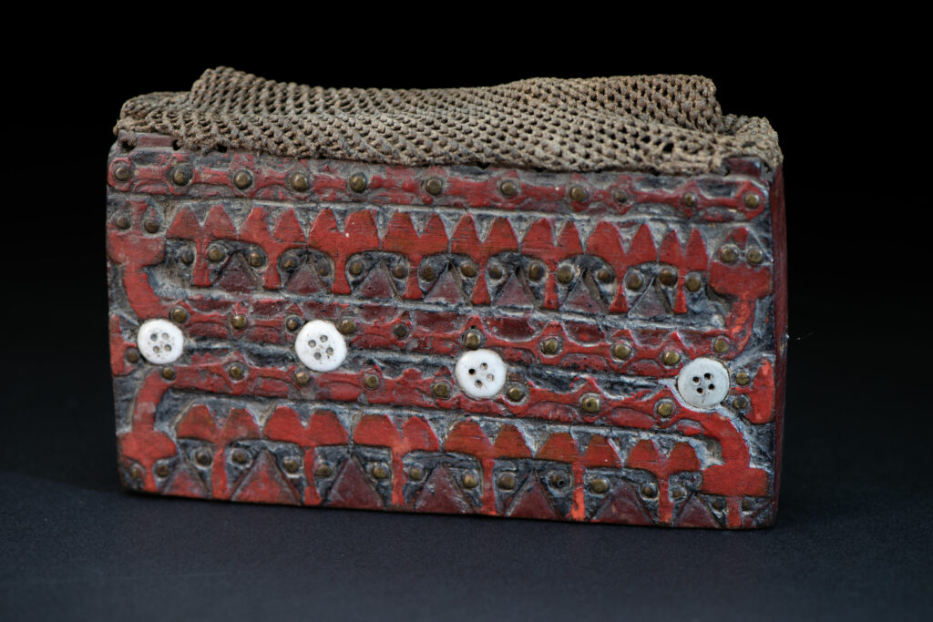Shaman box from Paiwan tribe -Taiwan . Fully carved and paint in red .