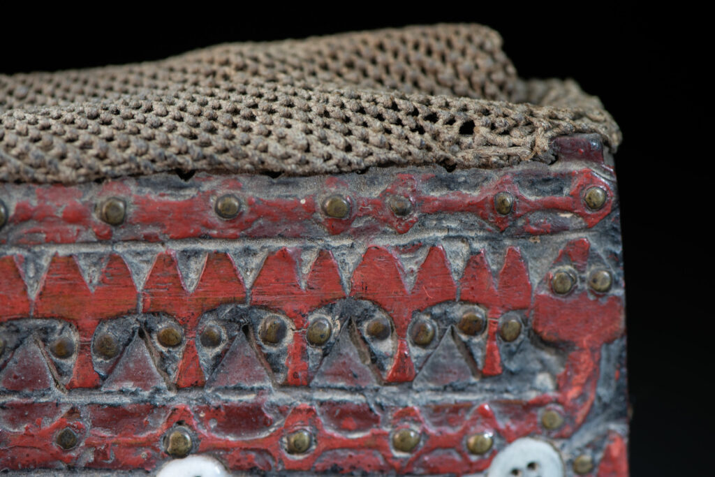 Shaman box from Paiwan tribe -Taiwan . Fully carved and paint in red .