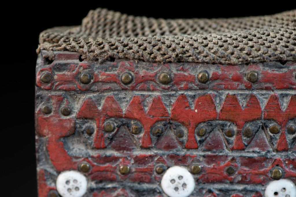 Shaman box from Paiwan tribe -Taiwan . Fully carved and paint in red .