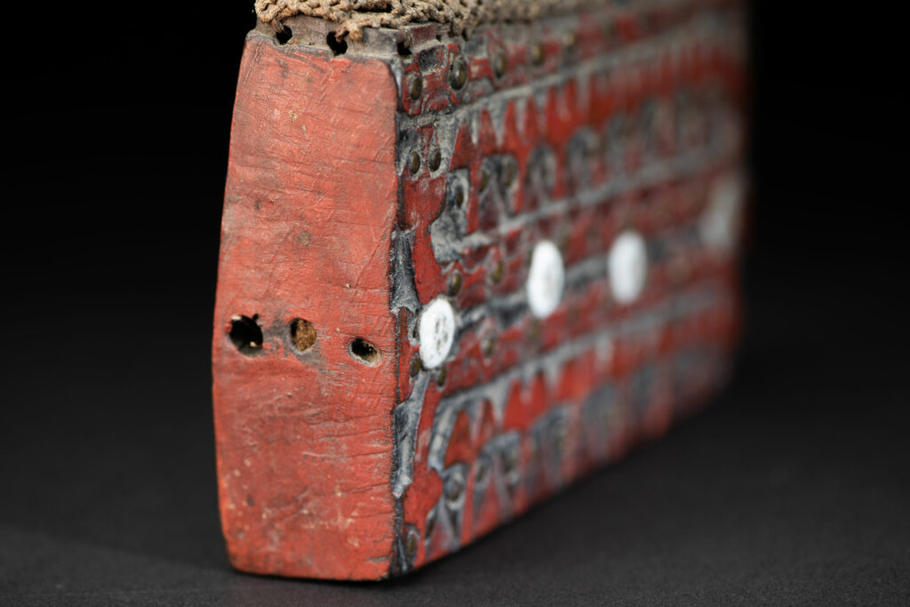 Shaman box from Paiwan tribe -Taiwan . Fully carved and paint in red .