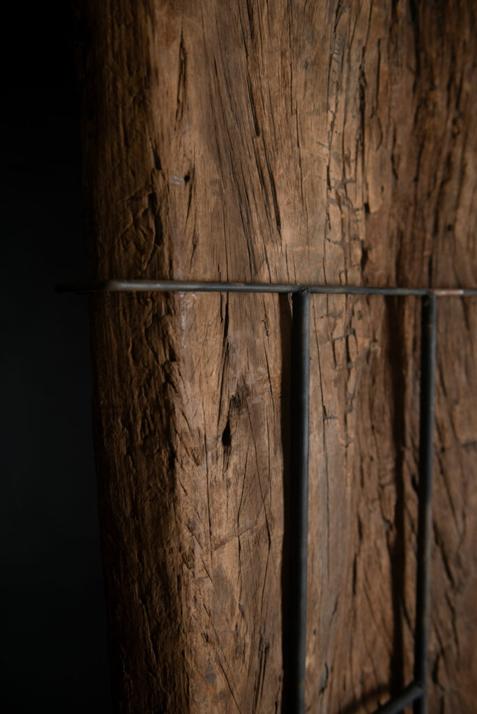 Very beautiful and massive ancestral panel from the Paiwan tribe, dating from the 19th century, carved with a nude female ancestor wearing a headdress formed by two intertwined snakes facing away from each other. A truly remarkable piece.