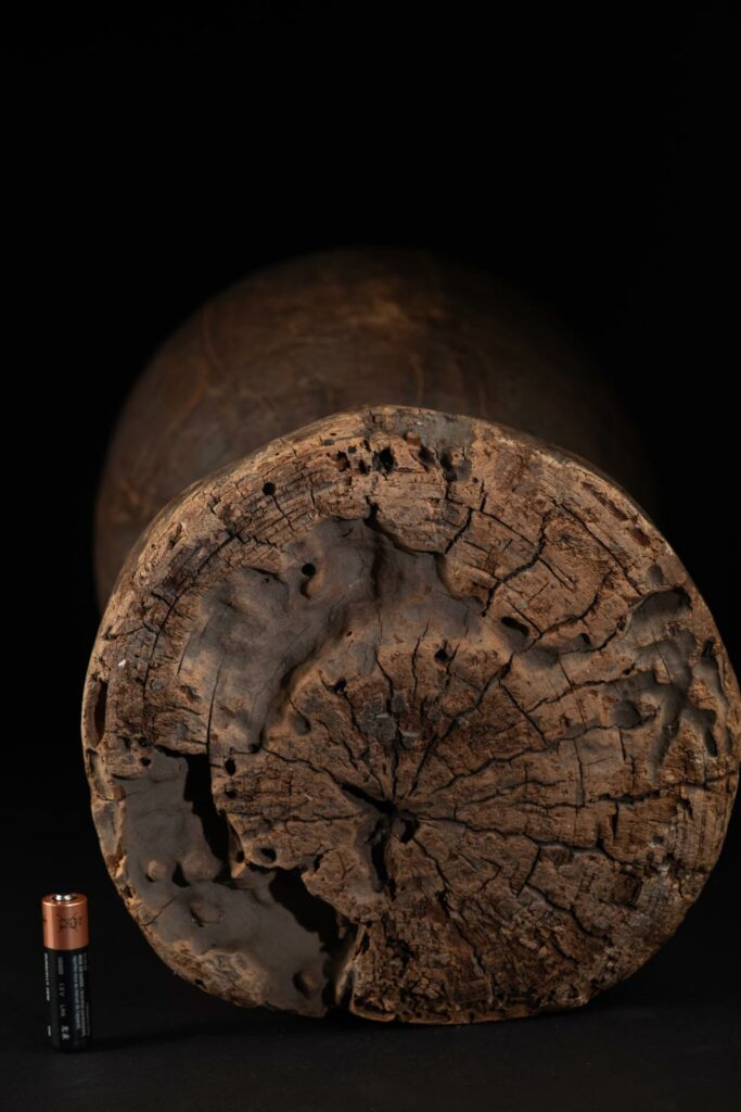 Ancient Mortar from Attayal tribe. Uncarved as the Attayal tribes are not known for carving wood .