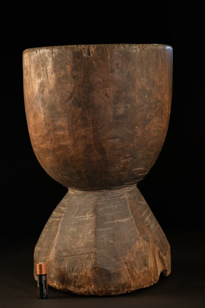 Ancient Mortar from Attayal tribe. Uncarved as the Attayal tribes are not known for carving wood .