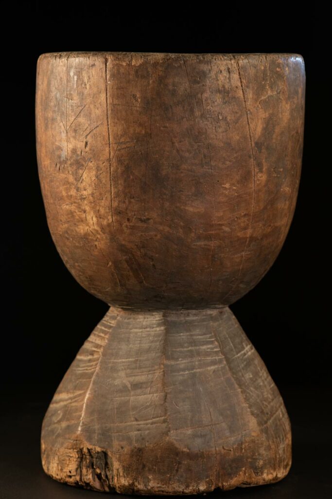 Ancient Mortar from Attayal tribe. Uncarved as the Attayal tribes are not known for carving wood .