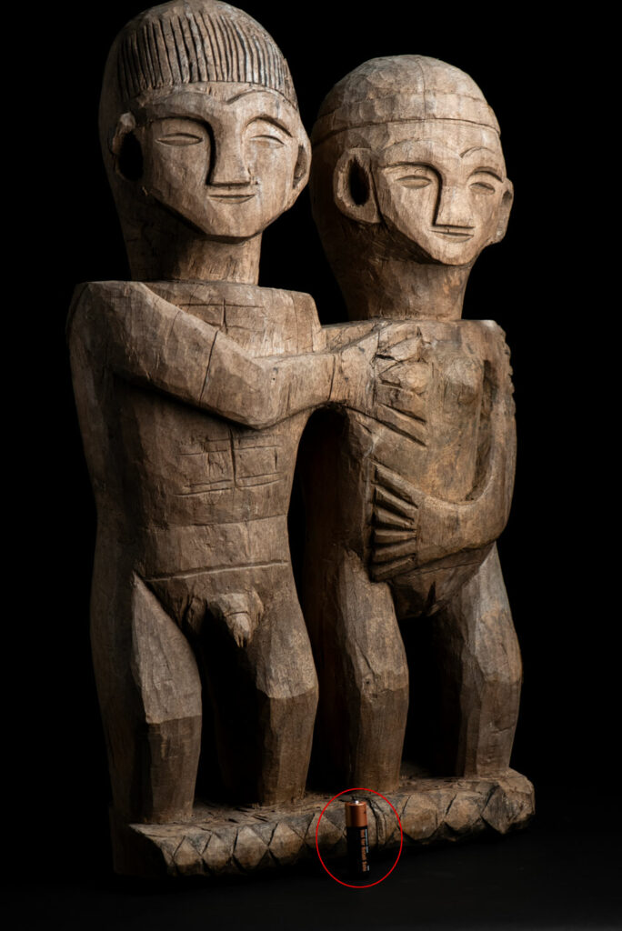 Ancient Statue of the Paiwan tribe : A couple holding each other male and female, probably husband and wife.