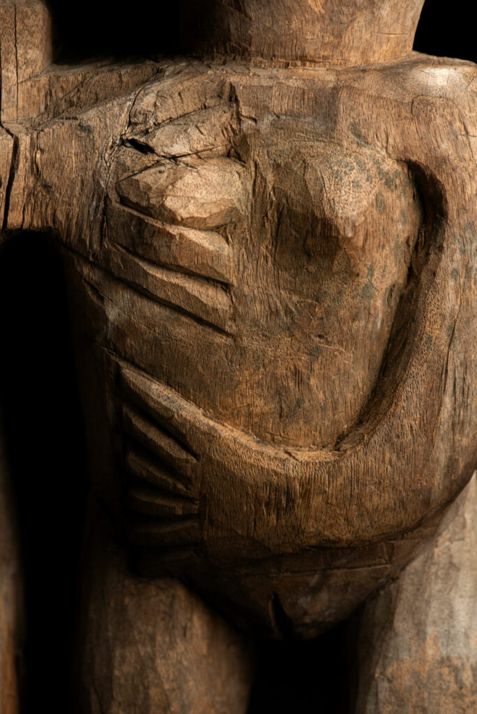 Ancient Statue of the Paiwan tribe : A couple holding each other male and female, probably husband and wife.