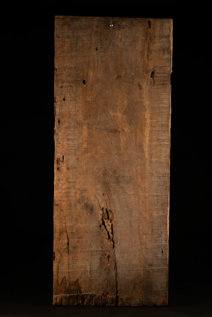 ancient Paiwan tribe panel carved with a standing man, part of a house partition or used as small doors or shutters – South Taiwan