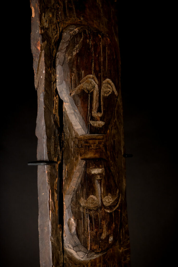 Segment of Ancestor pillar from the Rukai tribe , Duona village . south Taiwan