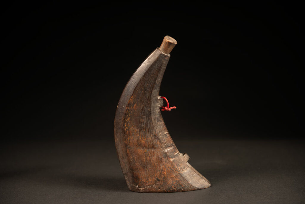 Attayal tribe wooden powder flask with a bamboo lid and no carving on it