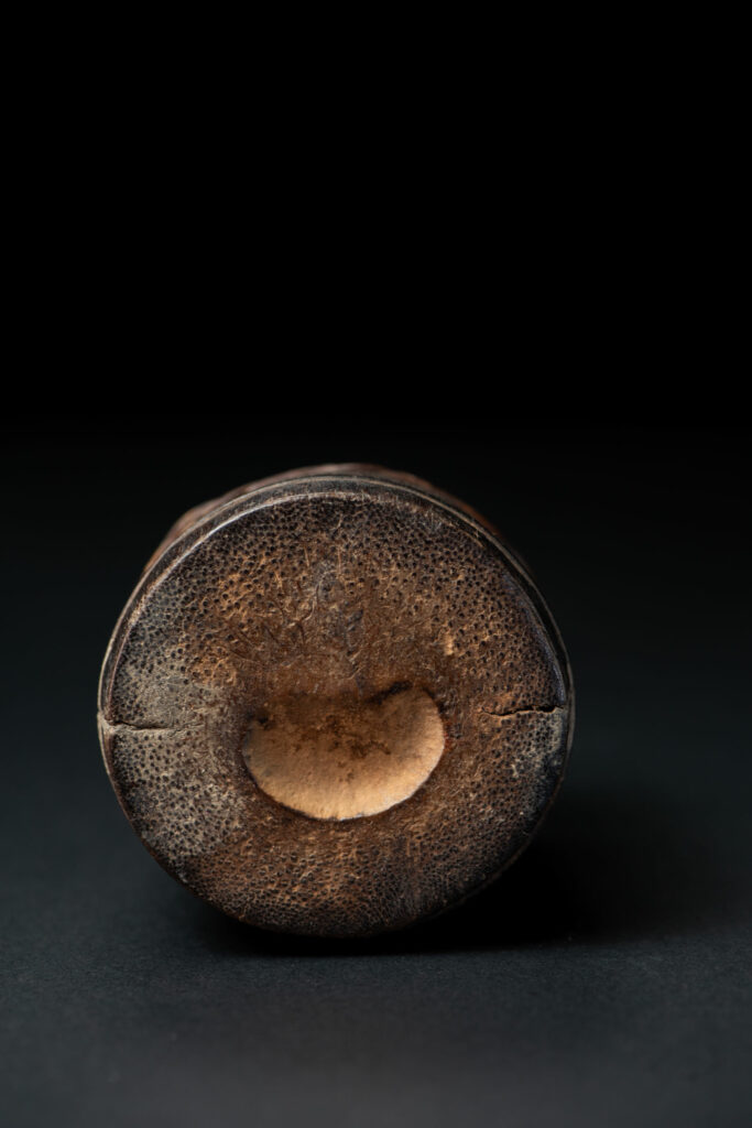 Bamboo Mortar Carved with Foliage and Wrapped with a Rattan Braid, with Pestle – Pingpu Tribe