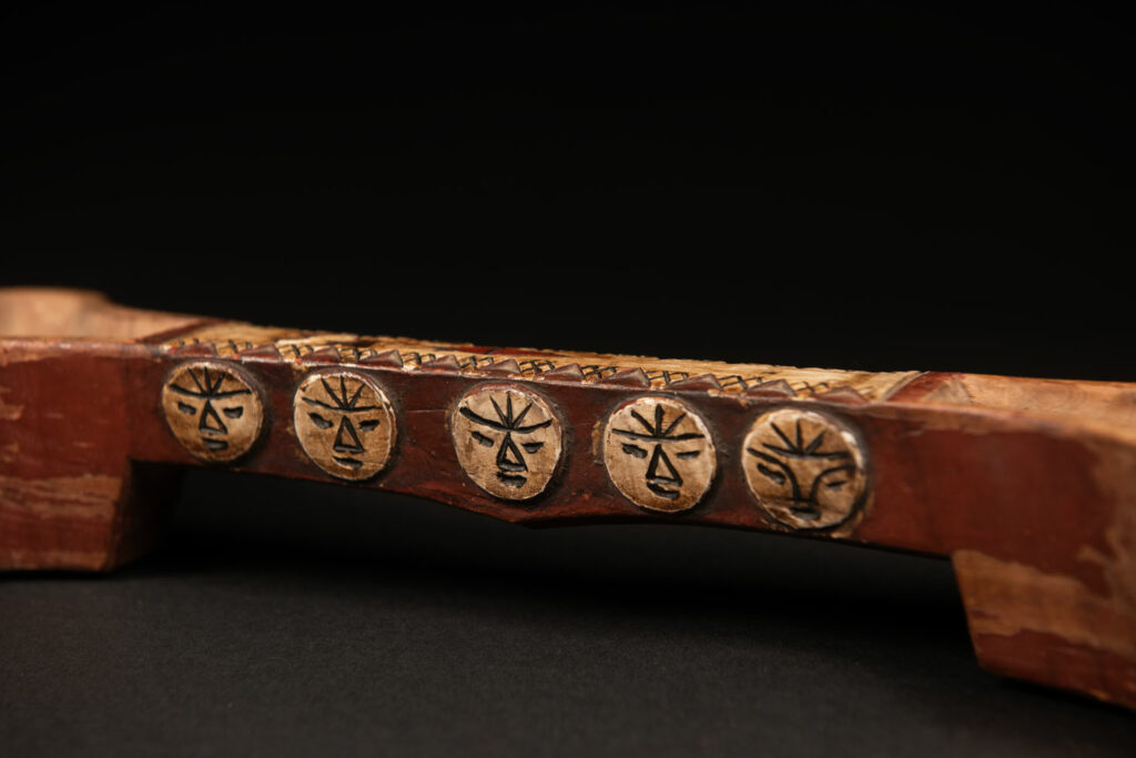 Paiwan tribe wooden double cup for Millet wine carved and paint