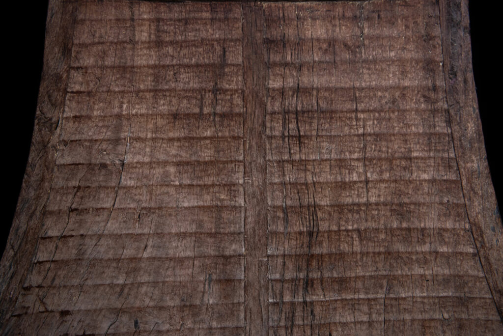 Yami tribe from Orchid island - Taiwan-ancestor home Pillar "tomok" carved with 2 pairs of horn and the typical waves.