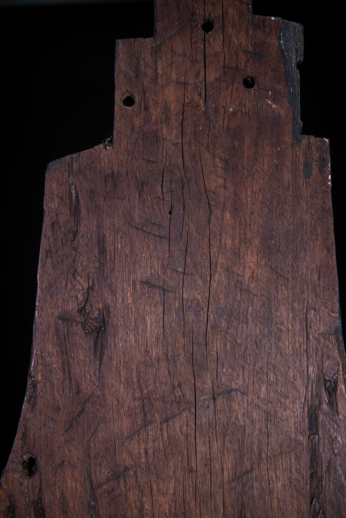 Yami tribe from Orchid island - Taiwan-ancestor home Pillar "tomok" carved with 2 pairs of horn and the typical waves.