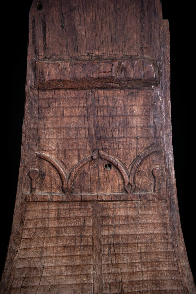 Yami tribe from Orchid island - Taiwan-ancestor home Pillar "tomok" carved with 2 pairs of horn and the typical waves.