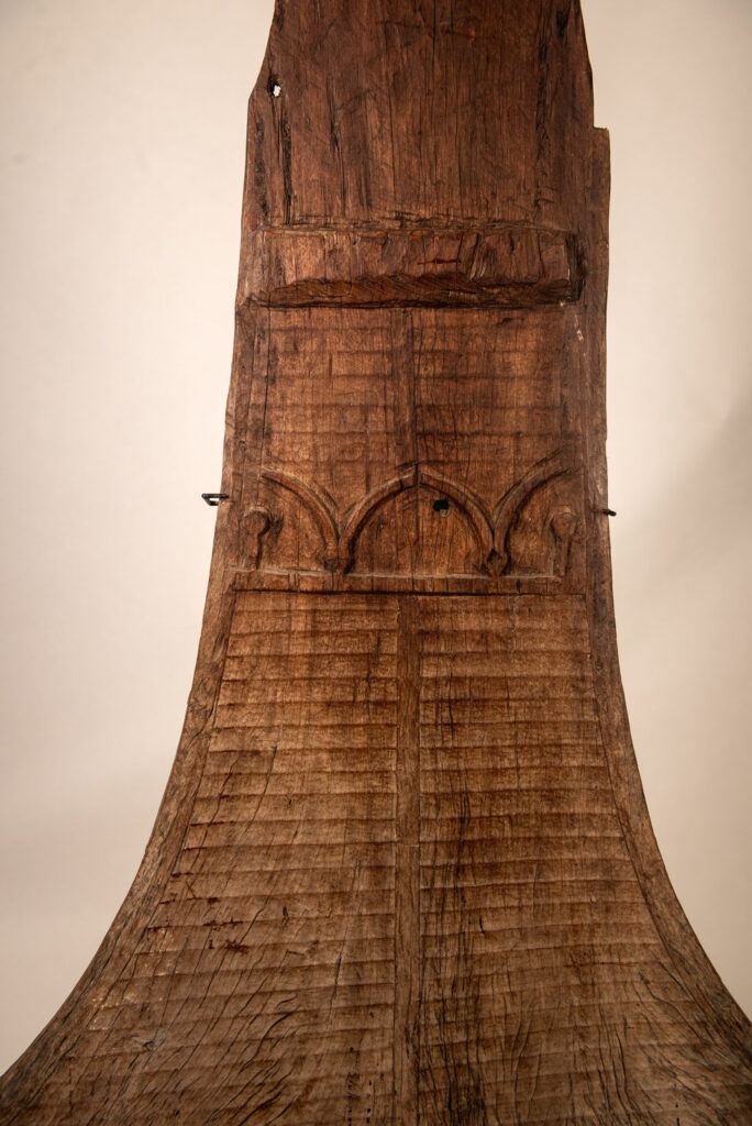 Yami tribe from Orchid island - Taiwan-ancestor home Pillar "tomok" carved with 2 pairs of horn and the typical waves.