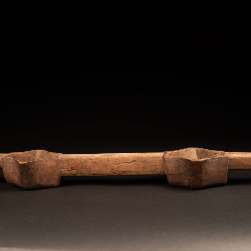 Wooden double cup for wine from Paiwan tribe without carving and paint.