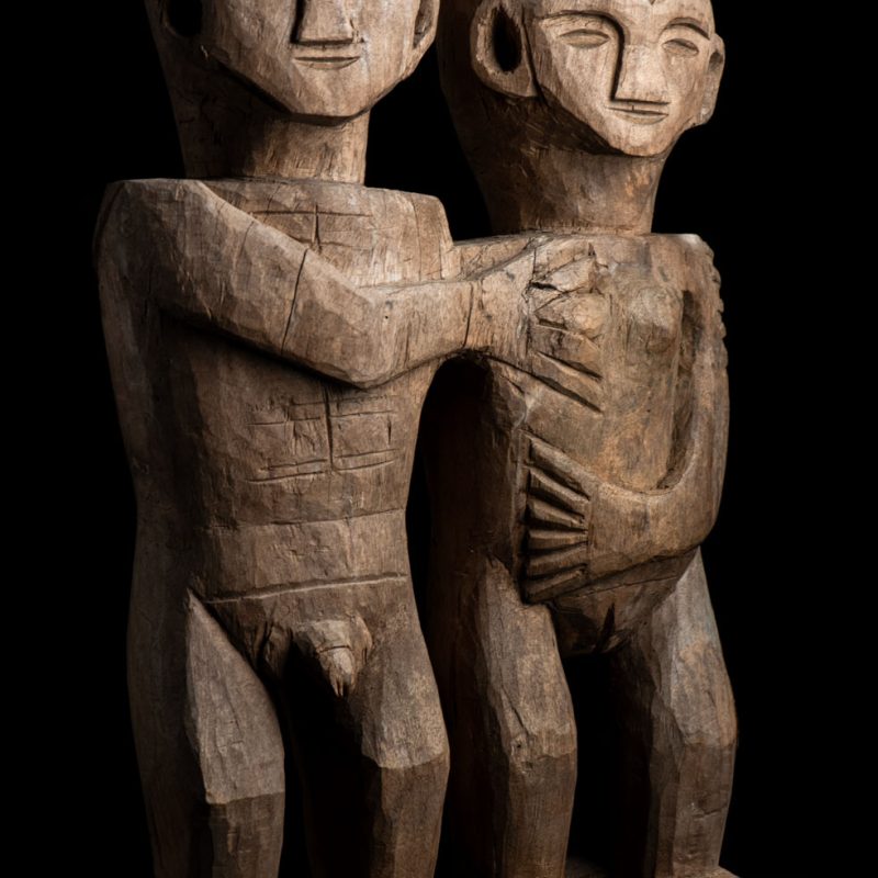 Ancient Statue of the Paiwan tribe : A couple holding each other male and female, probably husband and wife.
